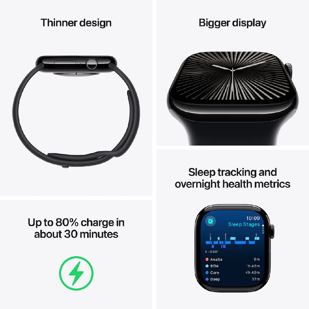 Apple Watch Series 11 Jet Black Aluminium Case GPS LTE (Black, 42mm, S/M) - Image 3